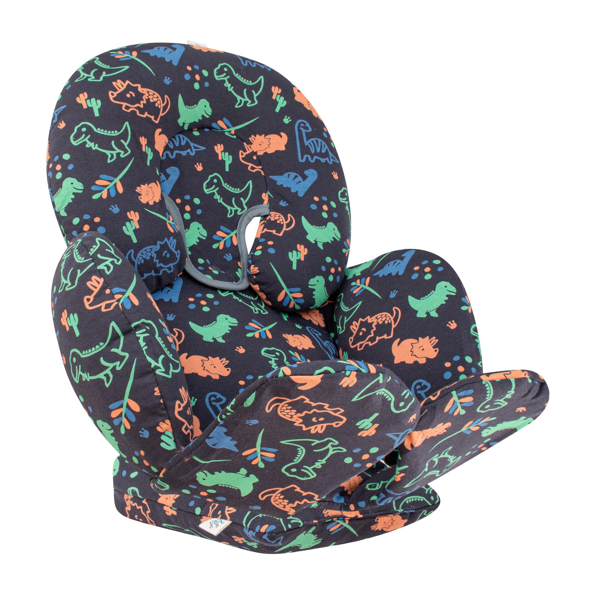 JYOKO KIDS Universal Baby Seat Reducer for Car Seat, Carrycot and Pushchair | Soft Cushion Made of Breathable Organic Cotton | Compatible with Group 0 | Made in Barcelona (Happy Dino, 3 pieces)