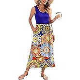 WNEEDU Women's Summer Maxi Dress 2026 Casual Sleeveless Hawaiian Sundress Tropical Long Dress Beach Vacation Outfit