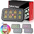 Niking Auto RGB 8 Gang Switch Panel Bluetooth 8 Switch Pods Relay System Box Multifunction 3 Modes Toggle Momentary Pulsed Dimmable Touch Switches for Trucks RV Boat Off Road ATV UTV SUV RZR Boat