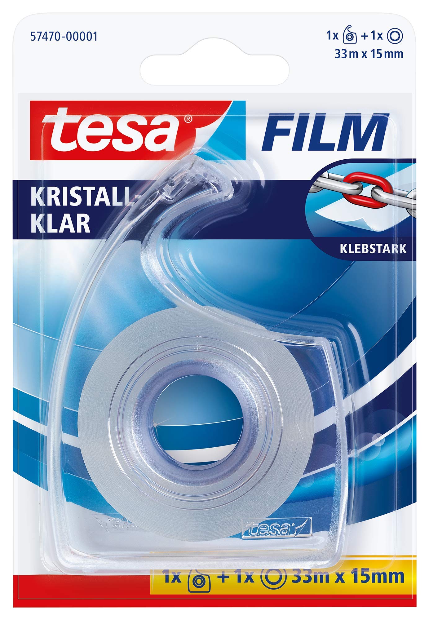 tesa Film Hand Dispenser, Transparent, Includes 1 Roll of Tesafilm Crystal Clear
