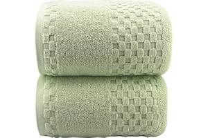 YTYC 35x70 Inches Bath Sheets Towels 100 Percent Cotton Extra Large Bath Towels for Adults 600GSM Super Absorbent Soft Luxury Bathroom Towels (Green, 2 Piece)