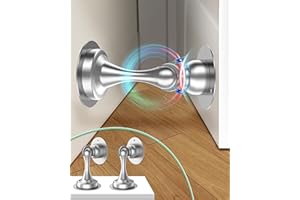 BUDONI Door Stop Magnetic Door Catch - 2 Pack Magnet Door Holder to Keep Door Open, Metal Floor Door Stopper for Bottom of Door, Spring Door Stop Wall Protector, Inside Doorstop Drill-Free with Tape