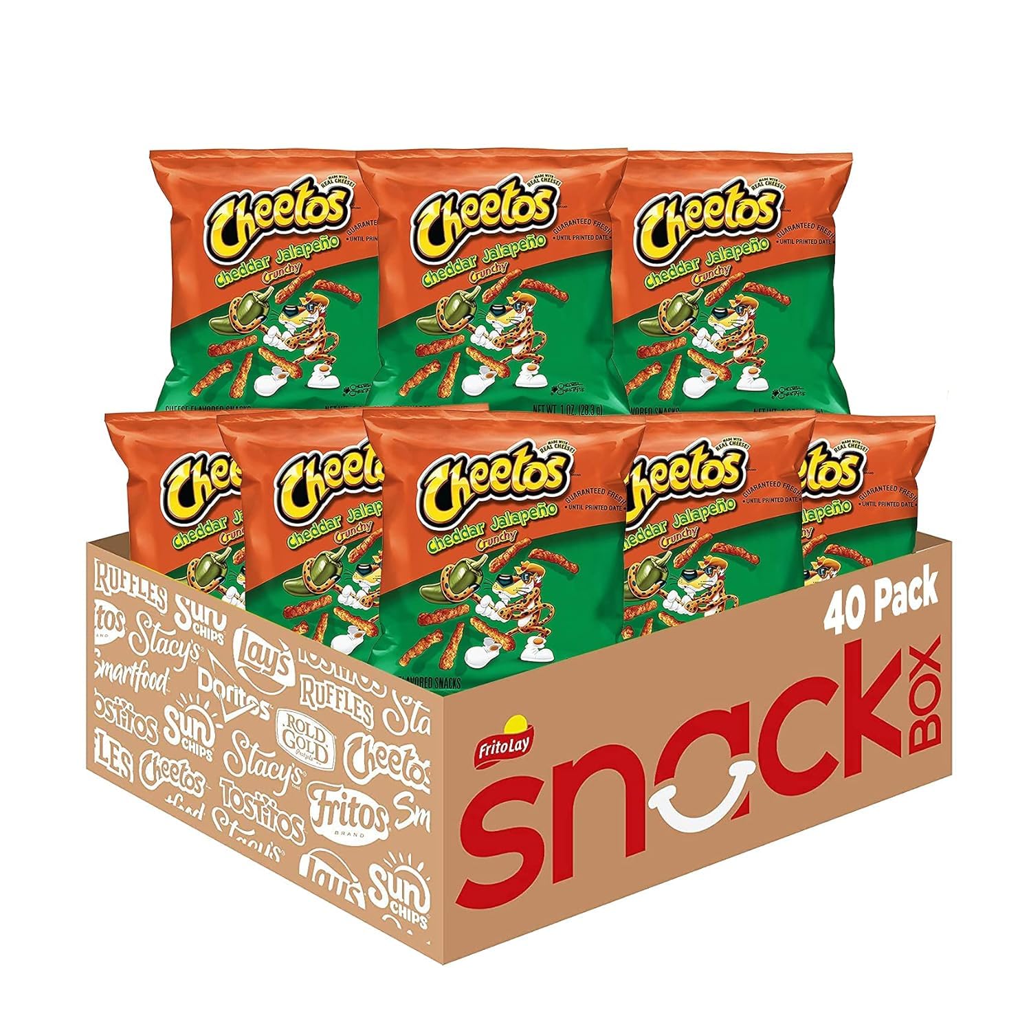 Photo 1 of ***DISTRIBUTER SEALED BOX***Cheetos Cheese Flavored Snacks, Cheddar Jalapeno Crunchy, 1 Ounce (Pack of 40)***DISTRIBUTER SEALED BOX***