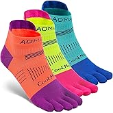 aomagic Toe Socks for Men and Women Athletic Running Coolmax Five Finger Ankle/Quarter Socks Breathable Lightweight, 3 Pairs