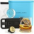 Berlinzo Premium Clear Ice Ball Maker Mold - 2 Large 2.4-inch Crystal Clear Ice Balls for Whiskey Cocktail-New Easy-to-Remove Ice Sphere Mold - Storage Bag & Ice Stamp Ring Included, Tiffany