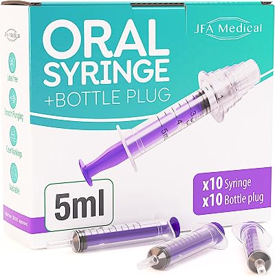 JFA Medical 5ml Oral Syringe and Bottle Plug Box of 10 - Latex Free CE0197