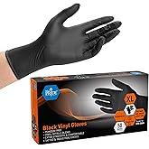 MED PRIDE Extra Strength Black Vinyl Disposable Gloves, Powder & Latex-Free, For Surgical, Tattoo Artist, Food Prep Use
