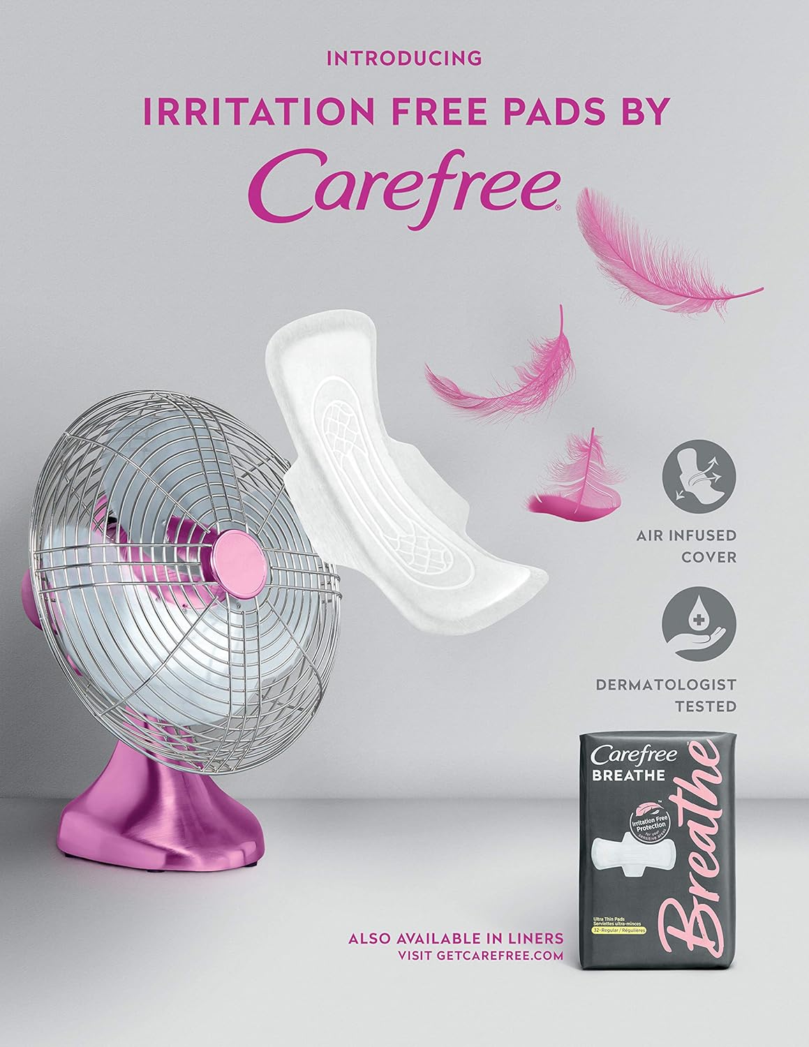 Carefree Breathe Ultra Thin Overnight Pads with Wings, Irritation-Free Protection, 24 Count: Health & Personal Care