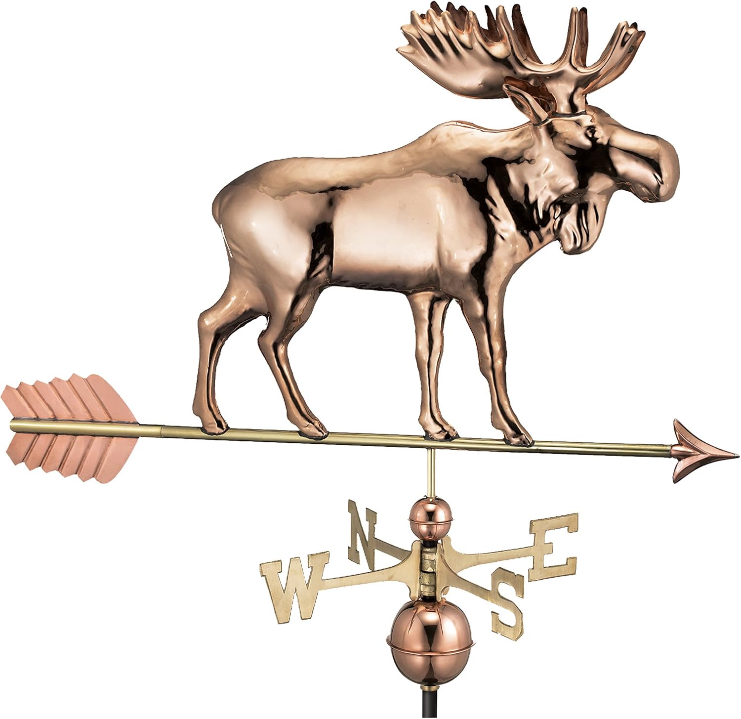 Weathervanes - Good Directions Moose Weathervane with Arrow, Pure Copper