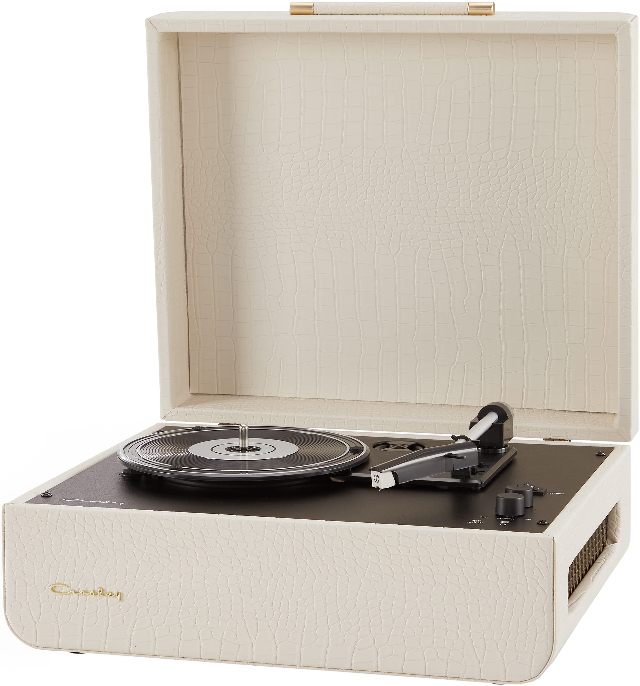 Crosley CR6255A-CC Mercury Vintage 3-Speed Bluetooth in/Out Turntable with Built-in Speakers, Cream Crocodile