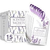 15 Pack Sachets for Drawers and Closets, Scented Sachets for Drawers, Closet Freshener Sachet for Drawers to Refresh Any Space, Sachet Bags, Scented Drawer Fresheners for Dresser, Lavender