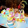 ZOEDO 3D Musical Birthday Pop Up Card, Blow Out LED Light Candle & Music Happy Birthday Card Birthday Greeting Cards with Blank Note Card and Envelope for Kid Husband, Men, Women, Mom