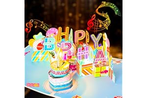ZOEDO 3D Musical Birthday Pop Up Card, Blow Out LED Light Candle & Music Happy Birthday Card Birthday Greeting Cards with Blank Note Card and Envelope for Kid Husband, Men, Women, Mom