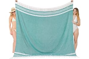 VIKUMOND Oversized Turkish Beach Towel Blanket XXL Cotton Sandproof Towels Boho Woven Extra Large Big Sand Free Giant Throw Thick Blankets Huge Quilt XL Picnic Camping Necessities Cloud For Adult Gifts