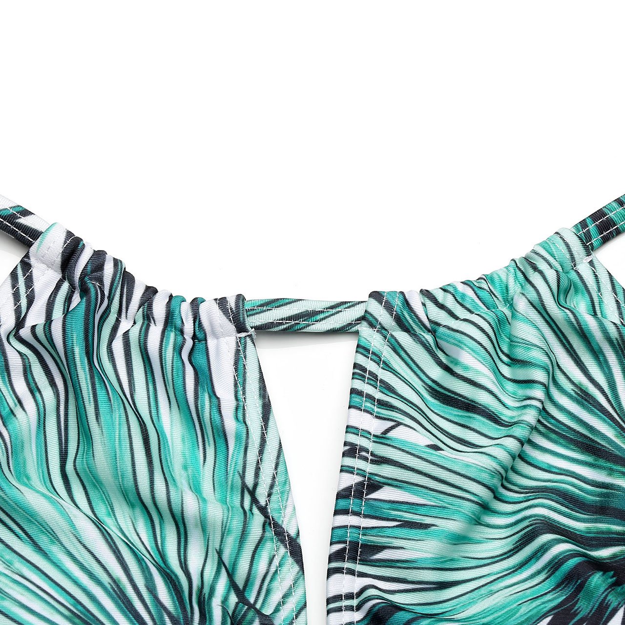 Ayliss Womens One Piece Floral Green Leaf Swimsuit Hollow Cut Backless Monokini,M