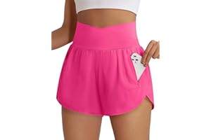 BMJL Women's Athletic Shorts High Waisted Running Short Pockets Gym Elastic Quick Dry Workout Shorts 2.5"