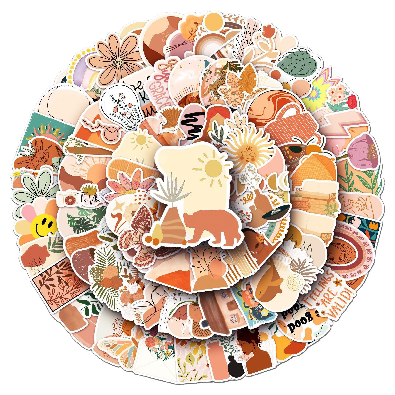 Bohemia Stickers 100pcs,Aesthetic Decoration Water Bottles Vinyl Stickers for Scrapbook,Laptop,Kid,Teen,Girl