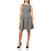Karl Lagerfeld Women's Sleeveless Round Neck Textured Tweed Dress