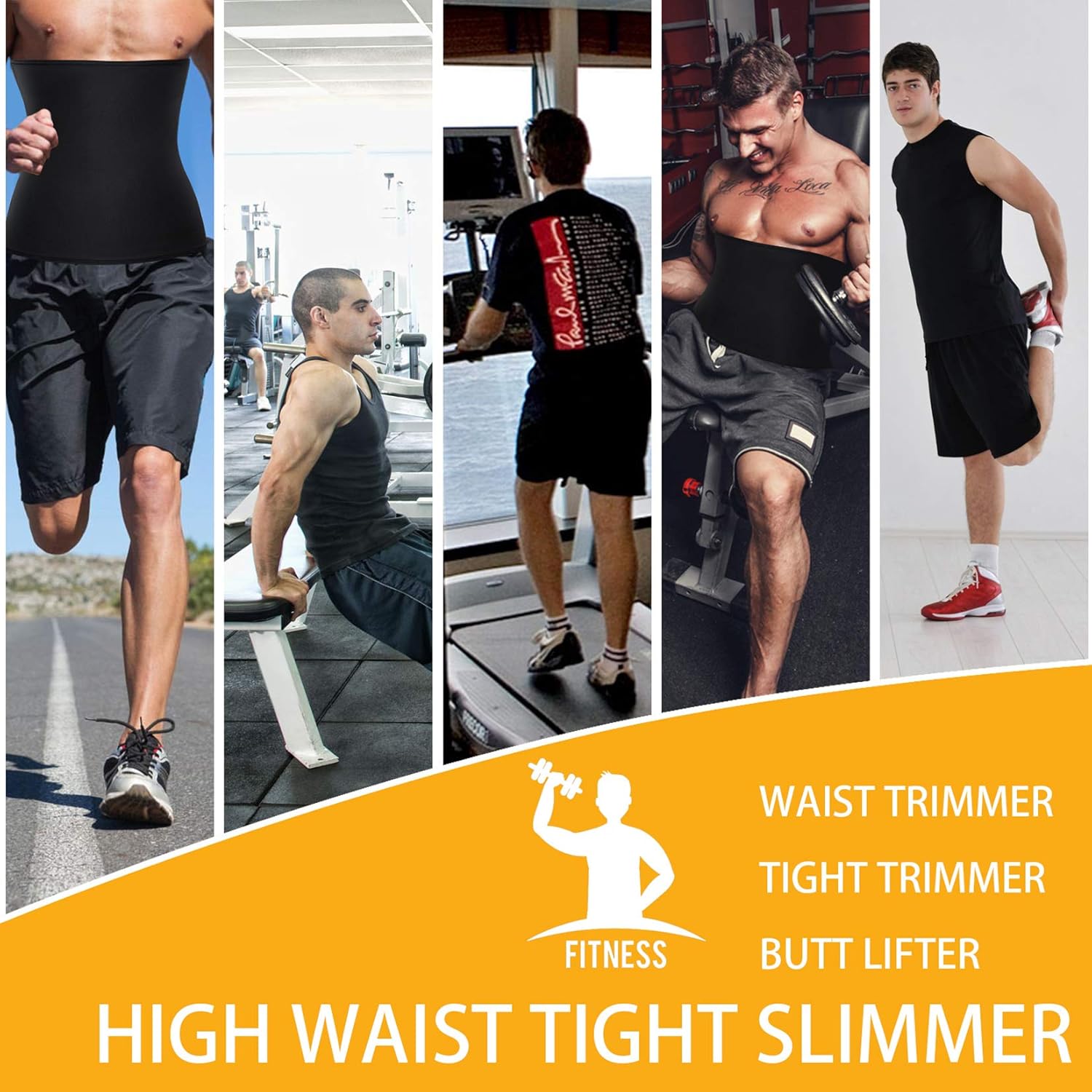 LODAY Waist Trimmer for Men Weight Loss,Stomach Trainer Sweat Workout Shaper,Neoprene-Free Slimming Sauna Belt: Clothing