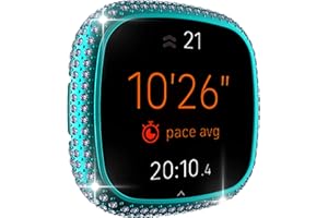 YRZPER Compatible for Fitbit Versa 3 Full Diamond PC Plating Bumper Case Bling Crystal Diamonds Shiny Glitter Frame Hard Protective Cover for Fitbit Sense (Fitbit Versa 3/Fitbit Sense, Indigo)