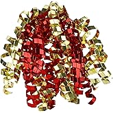MEEDEE 6 Inch Red and Gold Self-Adhesive Christmas Bows, Crimped Curly Ribbon Gift Bows for Gift Wrapping Paper, Bags, and Boxes – Holiday, Everyday, and All-Occasion Decorations (12 Count)