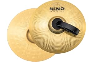 Nino Percussion Brass Cymbals with Straps, Handheld 10" Pair — for Classroom Music, (NINO-BR25)