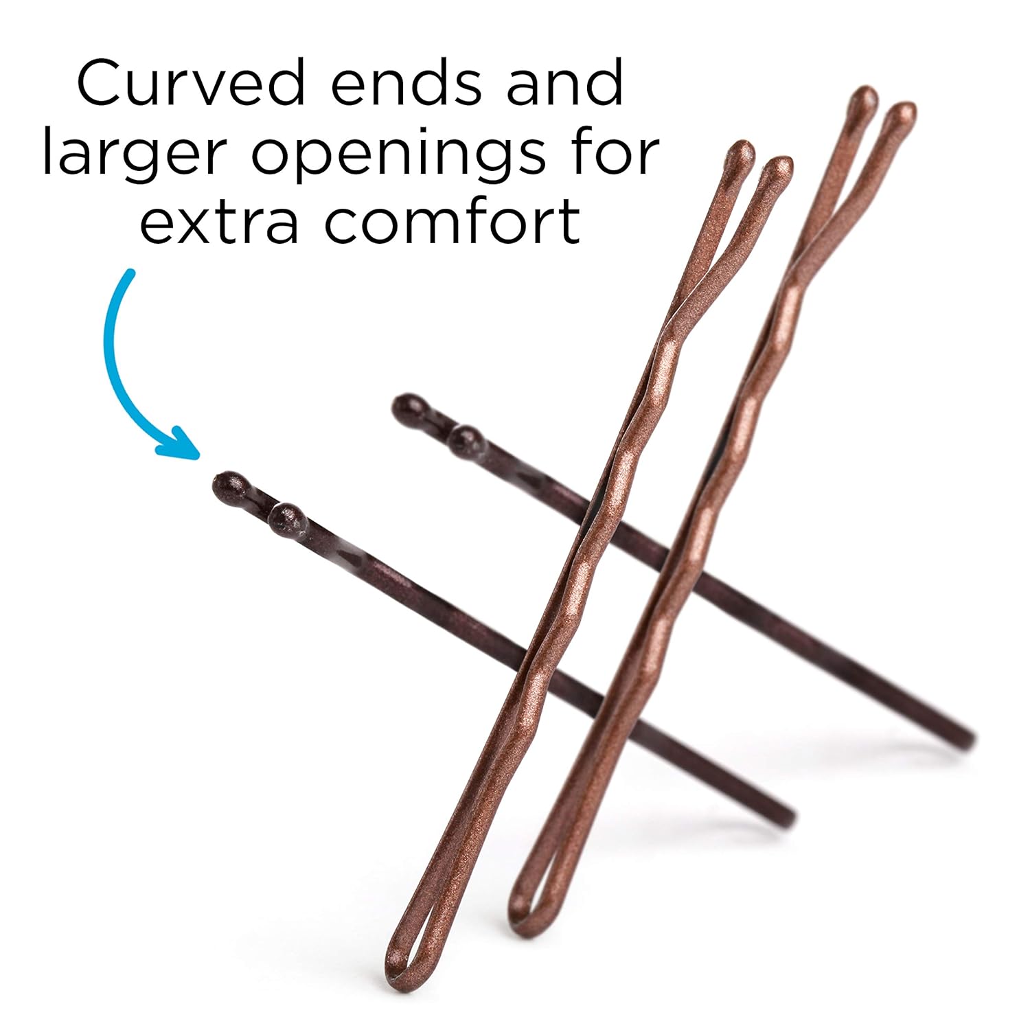 Goody Women's Hair Ouchless Bobby Pin, Crimped Brown, 2 Inches, 48 Count : Hair Pins : Beauty