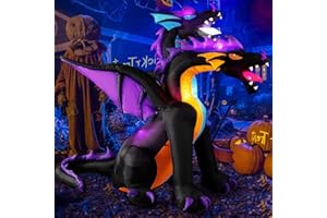 MICOCAH Halloween Inflatables 7 FT Tall Giant 2 Headed Dragon Outdoor Decorations, Built-in Flashing LEDs Scary Blow Up Yard Decoration Outside for Lawn Entrance Indoor Party Garden Inflated Décor