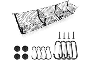 KAISHENGYUAN Cargo Net Trunk Bed Organizer for Ford/Dodge/GMC/Chevy Silverado/Toyota/Nissan/Honda Pickup Truck, 59" Longer Mesh Storage Net Grocery Holder Heavy Duty Automotive Cargo Net with 3 Detachable Pocket