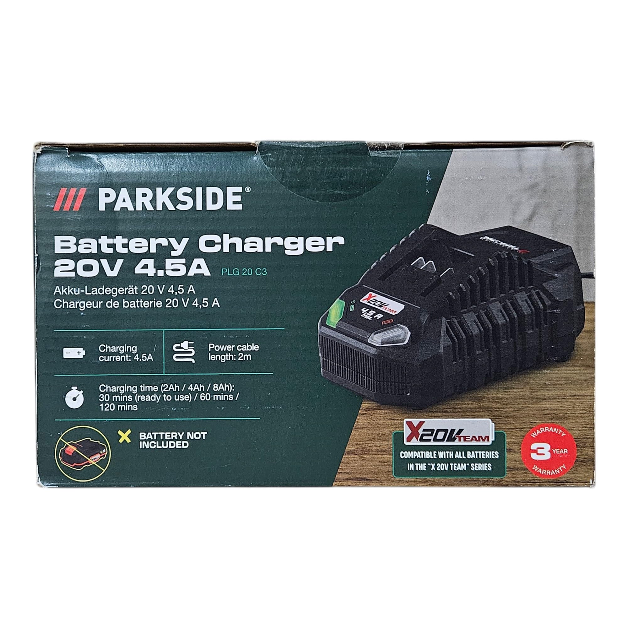 PARKSIDE Charger »PLG 20 C3«, 120 Watt, 4.5 A - 30 min charging time X 20 V Team