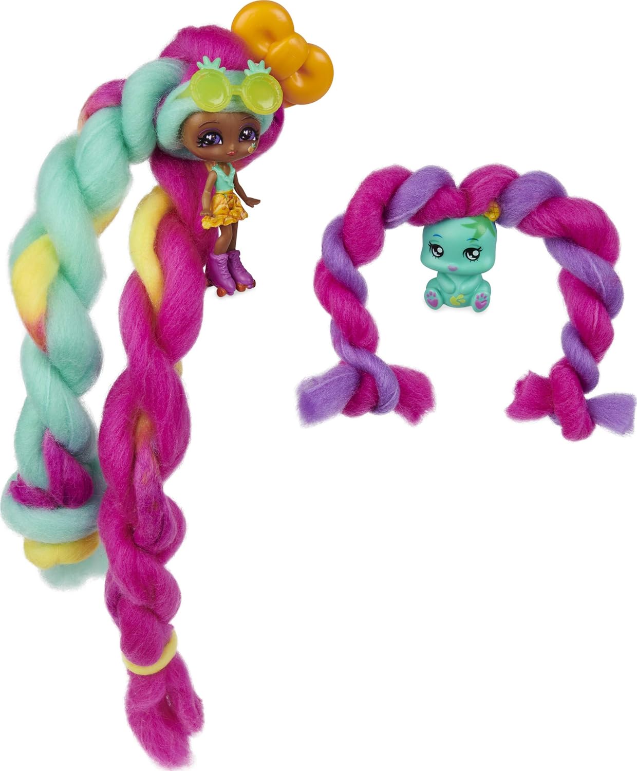Candylocks 2-Pack, Mina Colada 7.5-cm Scented Collectible Doll and Pet with Accessories, Grey - Image 5