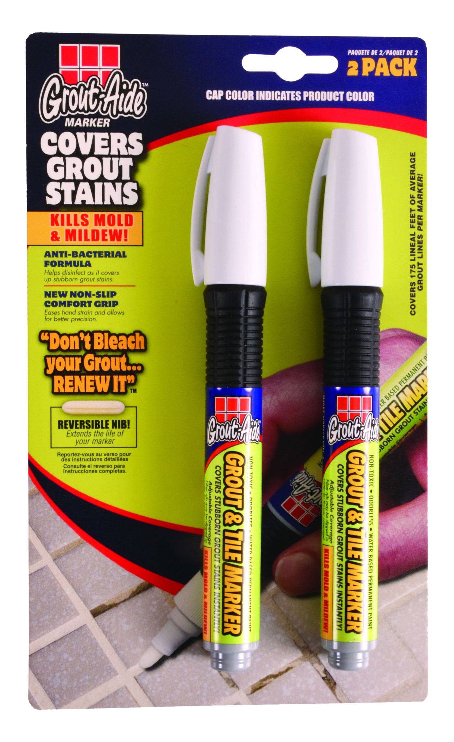 Grout-Aide 5036 05036, White Grout & Tile Marker, (2 Pack), 9.8ml