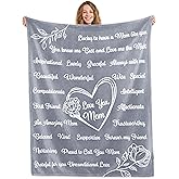 Joiedomi Gifts for Mom Blanket Birthday Gift from Daughter Son Soft Flannel Throw Blanket Presents for Mother's Day Valentines Day Christmas 50" x 60" Grey