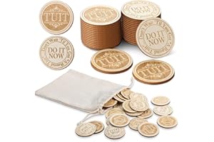 Sonwyoung 24 Pcs Wood Round Tuit Token 1.5 Inch Polished When You Get a Round to It Wood Token Coin with Bag for Colleague Family
