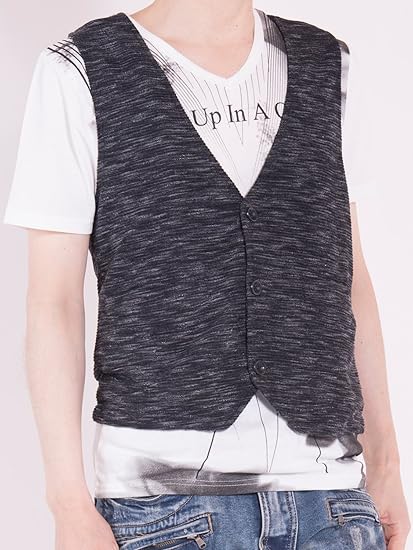 Amazon グレーミックス L ｔシャツ ベスト コーディネートセット サマートップス メンズ Tシャツ カットソー 通販