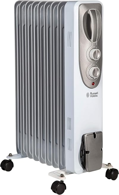 Russell Hobbs 2000W Oil Filled Radiator 9 Fin Portable Heater White RHOFR5002