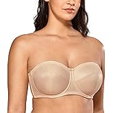 DELIMIRA Women's Strapless Bra Plus Size Underwire Convertible Non Padded