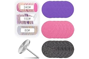 ZABOUL 80pcs Sanding Paper Discs with Metal Nail Drill Bit 25mm Foot Drill Replacement Sanding Discs #80#150#240 Grits for Nail Drill Bit, PedicureTools, Foot Files Remover Dead Skin