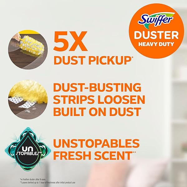 SWIFFER DUSTERS MULTI-SURFACE HEAVY DUTY DUSTER REFILLS, UNSTOPABLES FRESH SCENT, 11 COUNT