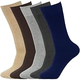 PUJANE Men's Dress Socks 5 Pairs Mens Cotton Calf Business Formal Socks Soft Breathable Athletic Long Crew Casual Socks