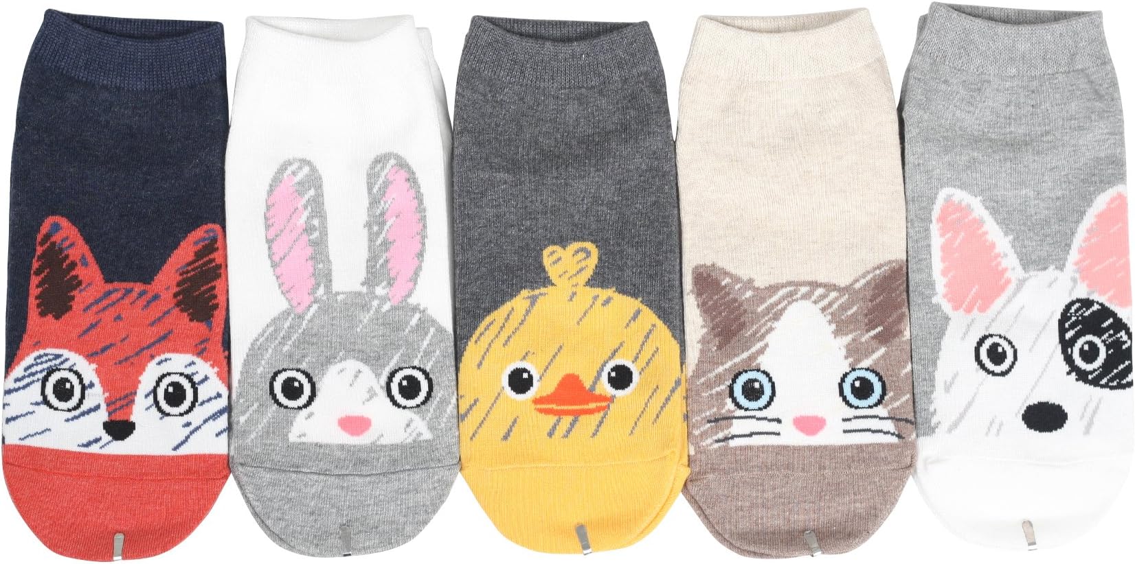 Women's Cool Animal Fun Crazy Ankle Socks (Sketch Animal 5 Pairs)