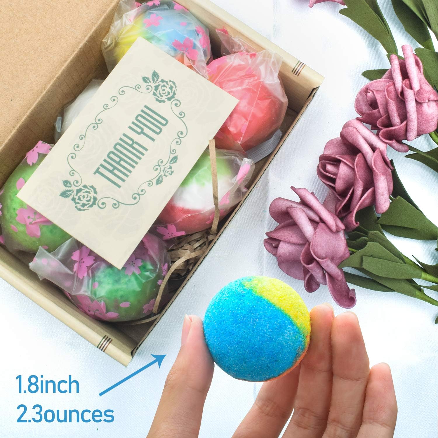 6 Organic & Natural Bath Bombs, Handmade Bubble Bath Bomb Gift Set, Rich in Essential Oil, Shea Butter, Coconut Oil, Grape Seed Oil, Fizzy Spa to Moisturize Dry Skin, Perfect Gift idea for Women.: Health & Personal Care