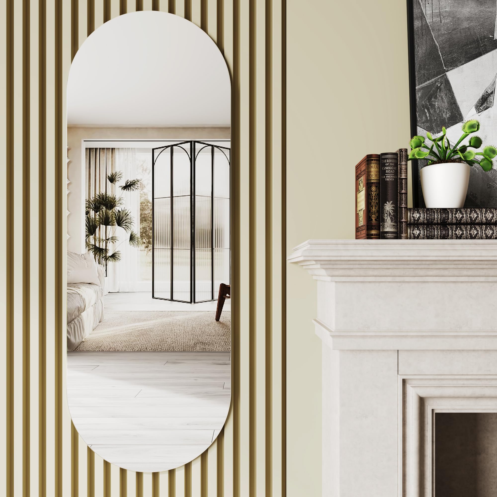 Photo 1 of 21x57 Oval Mirror Full Length,Frameless Mirrors Nano Glass,Wall Mirror Full Length,Long Mirrors for Living Room and Bed Room