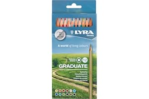 Lyra Graduate Colored Pencils - Set of 12 Assorted Artist Pencils for Coloring, Drawing, Sketching, and Calligraphy Art - 3.8mm Thick Wax-Based Tips