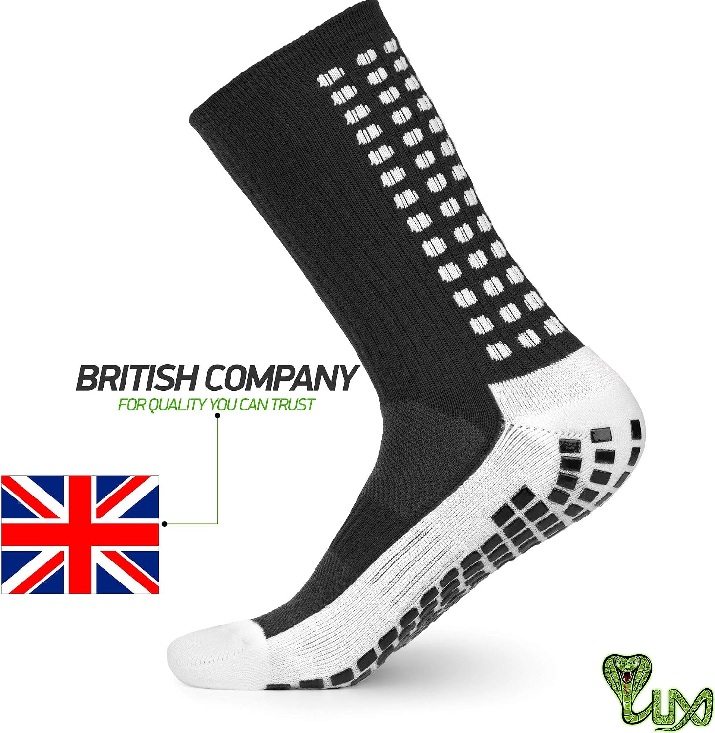 LUX SPORTS Dual Grip Socks, One Size, Black, Football Grip Socks with Non-Slip Sole - Image 5