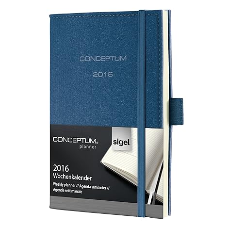 Sigel C1686 Wochenkalender 2016, Filzkalender, ca. A6 Softcover, petrol-blau, CONCEPTUM