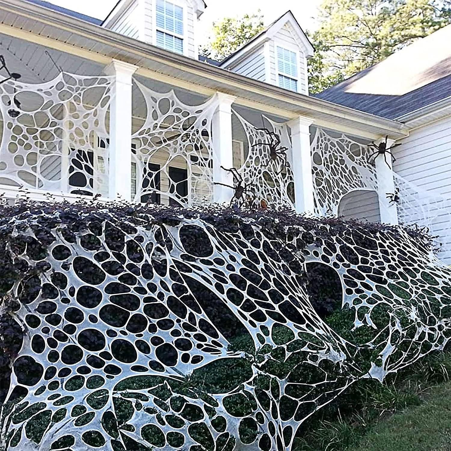 JOYSELLER Spider Web Halloween Decorations Outdoor, Stretchy 450 sqft Halloween Spider Web, Cut-Your-Own Flexible Spider Webbing for Haunted House, Porch, Yard & Party (Spiders Not Included)