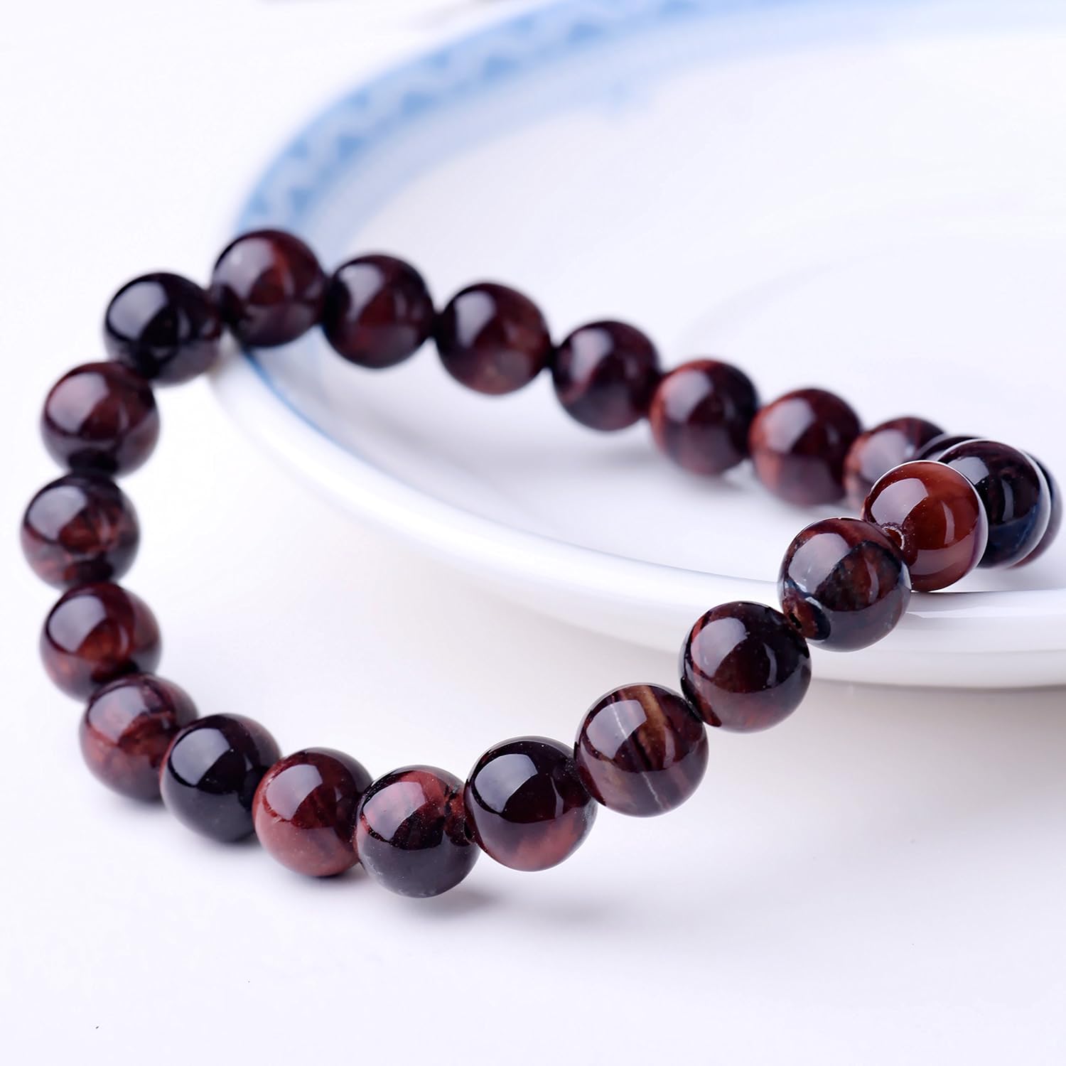WRCXSTONE Natural 8mm Gorgeous Semi-Precious Gemstones Healing Crystal Stretch Beaded Bracelet Unisex: Clothing
