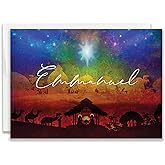 JBH Creations Emmanuel Religious Christmas Card with Scripture - Pack of 24
