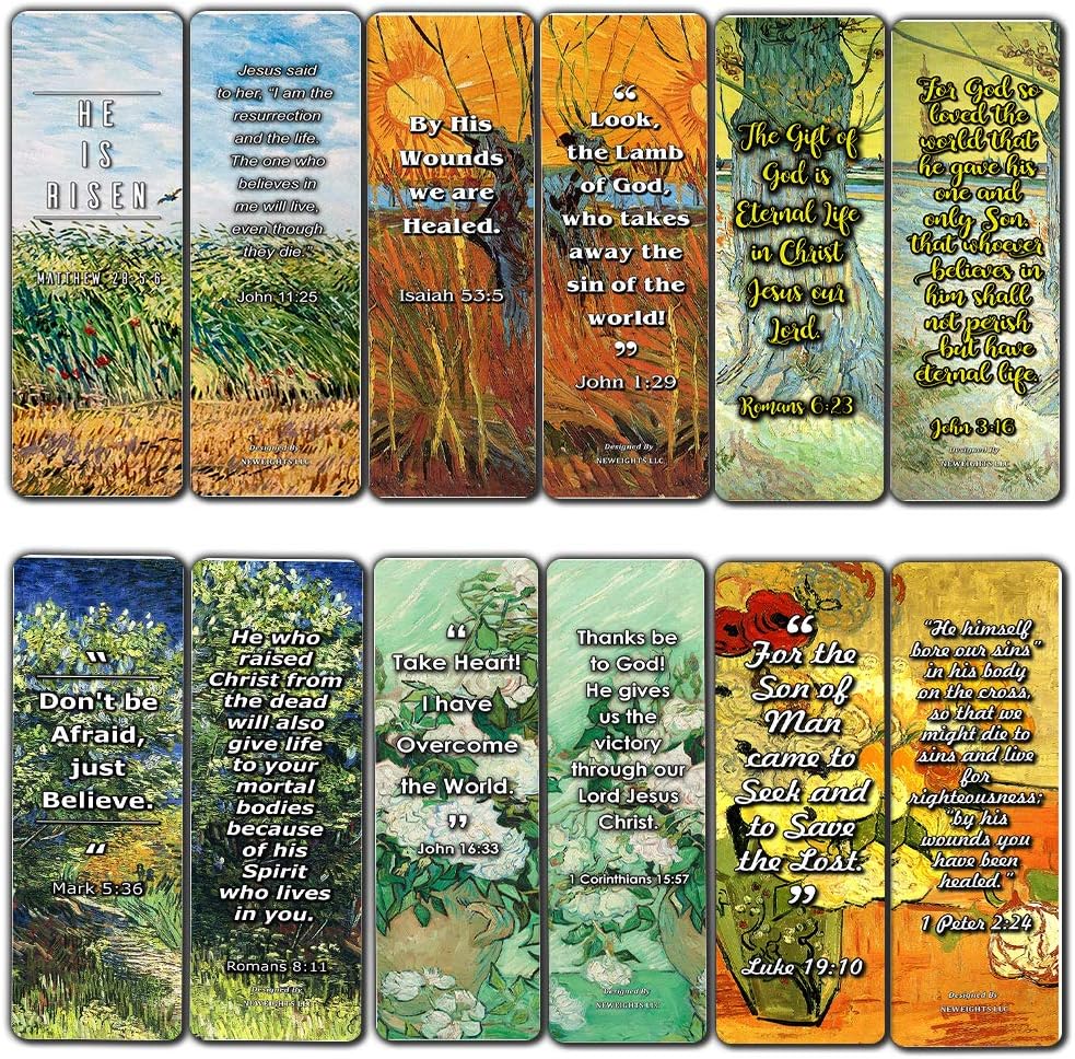 Bible Bookmarks Cards - Jesus has Risen (12 Pack) - John 3:16 Bookmarks for Christian Living Faith - Great Gifts for Easter Day, Thanksgiving, Christmas or Encouraging People
